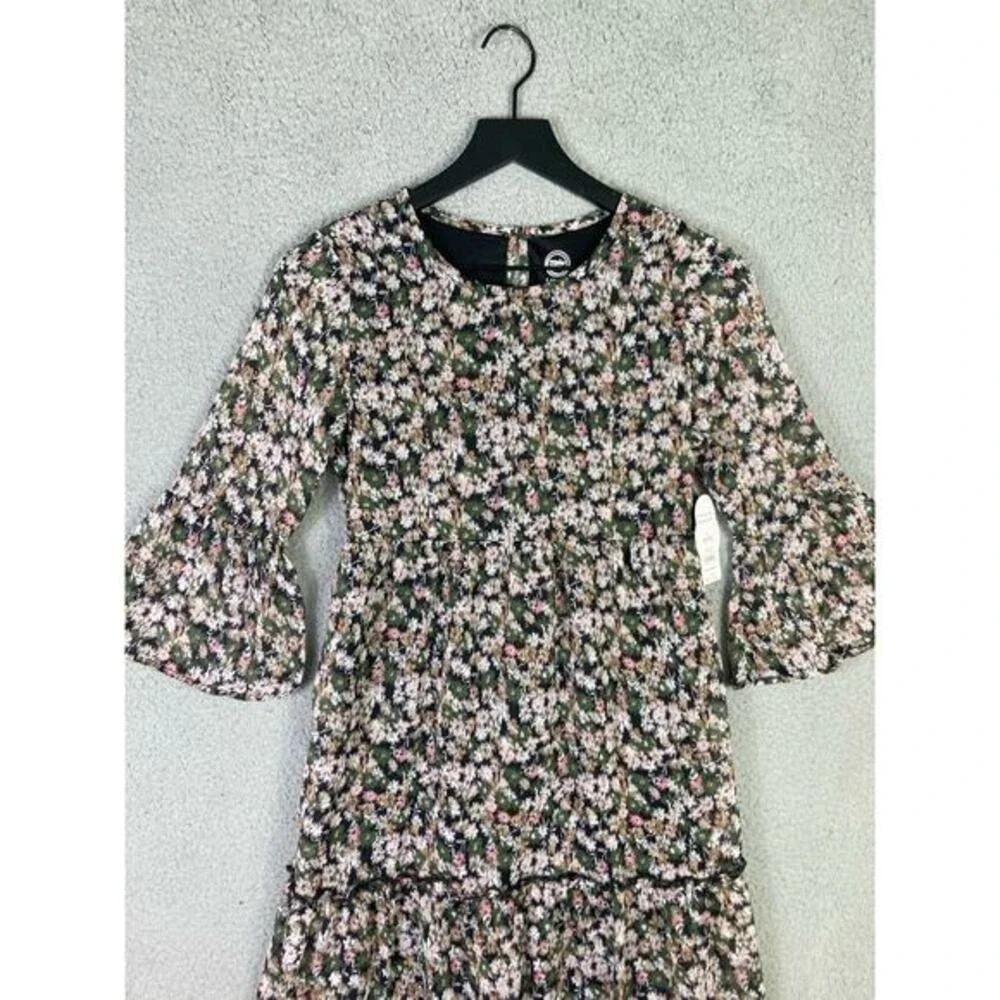 Girls Floral Dress‎ Size L Bell Sleeve Mini Multicolor Ruffle Casual Spring